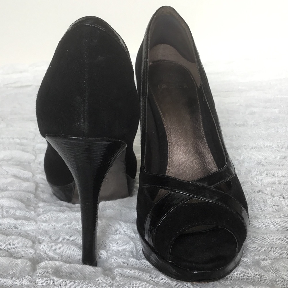 BLACK Velvet Peep Toe Platform Stiletto